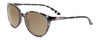 Profile View of Smith Optics Cheetah Designer Polarized Reading Sunglasses with Custom Cut Powered Amber Brown Lenses in Sky Tortoise Havana Marble Brown Ladies Cateye Full Rim Acetate 54 mm
