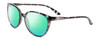 Profile View of Smith Optics Cheetah Designer Polarized Reading Sunglasses with Custom Cut Powered Green Mirror Lenses in Sky Tortoise Havana Marble Brown Ladies Cateye Full Rim Acetate 54 mm