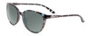 Profile View of Smith Optics Cheetah Designer Polarized Reading Sunglasses with Custom Cut Powered Smoke Grey Lenses in Sky Tortoise Havana Marble Brown Ladies Cateye Full Rim Acetate 54 mm