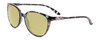 Profile View of Smith Optics Cheetah Designer Polarized Reading Sunglasses with Custom Cut Powered Sun Flower Yellow Lenses in Sky Tortoise Havana Marble Brown Ladies Cateye Full Rim Acetate 54 mm
