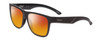 Profile View of Smith Optics Lowdown 2 Designer Polarized Sunglasses with Custom Cut Red Mirror Lenses in Matte Black Unisex Square Full Rim Acetate 55 mm