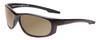 Profile View of Smith Optics Chamber Designer Polarized Sunglasses with Custom Cut Amber Brown Lenses in Matte Black Unisex Wrap Full Rim Acetate 65 mm