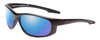 Profile View of Smith Optics Chamber Designer Polarized Sunglasses with Custom Cut Blue Mirror Lenses in Matte Black Unisex Wrap Full Rim Acetate 65 mm