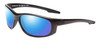 Profile View of Smith Optics Chamber Designer Polarized Reading Sunglasses with Custom Cut Powered Blue Mirror Lenses in Matte Black Unisex Wrap Full Rim Acetate 65 mm