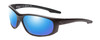 Profile View of Smith Optics Chamber Designer Polarized Reading Sunglasses with Custom Cut Powered Blue Mirror Lenses in Matte Black Unisex Wrap Full Rim Acetate 65 mm
