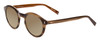 Profile View of John Varvatos V519 Designer Polarized Sunglasses with Custom Cut Amber Brown Lenses in Olive Green Brown Horn Marble Unisex Round Full Rim Acetate 47 mm