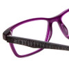 Close Up View of Jones New York J230 Designer Reading Eye Glasses with Custom Cut Powered Lenses in Crystal Purple Alligator Skin Print Ladies Square Full Rim Acetate 48 mm