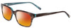 Profile View of Jones New York J753 Designer Polarized Sunglasses with Custom Cut Red Mirror Lenses in Brown Marble Crystal Azure Blue Unisex Square Full Rim Acetate 52 mm