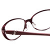Close Up View of Jones New York J475 Designer Reading Eye Glasses with Custom Cut Powered Lenses in Burgundy Red Ladies Cateye Full Rim Metal 53 mm
