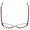 Top View of Jones New York J475 Designer Single Vision Prescription Rx Eyeglasses in Burgundy Red Ladies Cateye Full Rim Metal 53 mm
