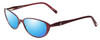 Profile View of Jones New York J475 Designer Polarized Sunglasses with Custom Cut Blue Mirror Lenses in Burgundy Red Ladies Cateye Full Rim Metal 53 mm