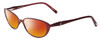 Profile View of Jones New York J475 Designer Polarized Sunglasses with Custom Cut Red Mirror Lenses in Burgundy Red Ladies Cateye Full Rim Metal 53 mm