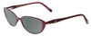 Profile View of Jones New York J475 Designer Polarized Sunglasses with Custom Cut Smoke Grey Lenses in Burgundy Red Ladies Cateye Full Rim Metal 53 mm
