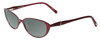 Profile View of Jones New York J475 Designer Polarized Reading Sunglasses with Custom Cut Powered Smoke Grey Lenses in Burgundy Red Ladies Cateye Full Rim Metal 53 mm