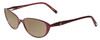 Profile View of Jones New York J475 Designer Polarized Reading Sunglasses with Custom Cut Powered Amber Brown Lenses in Burgundy Red Ladies Cateye Full Rim Metal 53 mm