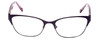 Front View of Lucky Brand D100 Ladies Designer Reading Glasses in Purple Cheetah Lavender 52mm