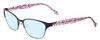 Profile View of Lucky Brand D100 Designer Progressive Lens Blue Light Blocking Eyeglasses in Purple Cheetah Lavender Ladies Oval Full Rim Metal 52 mm