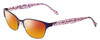 Profile View of Lucky Brand D100 Designer Polarized Sunglasses with Custom Cut Red Mirror Lenses in Purple Cheetah Lavender Ladies Oval Full Rim Metal 52 mm