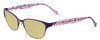Profile View of Lucky Brand D100 Designer Polarized Reading Sunglasses with Custom Cut Powered Sun Flower Yellow Lenses in Purple Cheetah Lavender Ladies Oval Full Rim Metal 52 mm