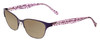 Profile View of Lucky Brand D100 Designer Polarized Reading Sunglasses with Custom Cut Powered Amber Brown Lenses in Purple Cheetah Lavender Ladies Oval Full Rim Metal 52 mm