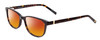 Profile View of Jones New York J759 Designer Polarized Sunglasses with Custom Cut Red Mirror Lenses in Tortoise Havana Brown Gold Unisex Classic Full Rim Acetate 52 mm