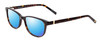Profile View of Jones New York J759 Designer Polarized Sunglasses with Custom Cut Blue Mirror Lenses in Tortoise Havana Brown Gold Unisex Classic Full Rim Acetate 52 mm