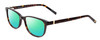 Profile View of Jones New York J759 Designer Polarized Reading Sunglasses with Custom Cut Powered Green Mirror Lenses in Tortoise Havana Brown Gold Unisex Classic Full Rim Acetate 52 mm
