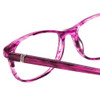 Close Up View of Jones New York J759 Designer Bi-Focal Prescription Rx Eyeglasses in Pink Crystal Stripe Ladies Classic Full Rim Acetate 52 mm