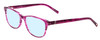 Profile View of Jones New York J759 Designer Progressive Lens Blue Light Blocking Eyeglasses in Pink Crystal Stripe Ladies Classic Full Rim Acetate 52 mm
