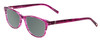 Profile View of Jones New York J759 Designer Polarized Sunglasses with Custom Cut Smoke Grey Lenses in Pink Crystal Stripe Ladies Classic Full Rim Acetate 52 mm