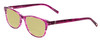 Profile View of Jones New York J759 Designer Polarized Reading Sunglasses with Custom Cut Powered Sun Flower Yellow Lenses in Pink Crystal Stripe Ladies Classic Full Rim Acetate 52 mm