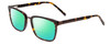 Profile View of Jones New York J529 Designer Polarized Reading Sunglasses with Custom Cut Powered Green Mirror Lenses in Tortoise Havana Brown Gold Unisex Square Full Rim Metal 53 mm