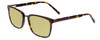 Profile View of Jones New York J529 Designer Polarized Reading Sunglasses with Custom Cut Powered Sun Flower Yellow Lenses in Tortoise Havana Brown Gold Unisex Square Full Rim Metal 53 mm