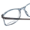 Close Up View of Lucky Brand D714 Designer Reading Eye Glasses with Custom Cut Powered Lenses in Crystal Blue Unisex Oval Full Rim Acetate 48 mm