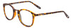 Profile View of Lucky Brand INDIO Designer Reading Eye Glasses in Matte Tortoise Havana Brown Gold Unisex Round Full Rim Acetate 50 mm