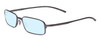 Profile View of Porsche Designs P8185-B Designer Blue Light Blocking Eyeglasses in Matte Gray Blue Titanium Unisex Rectangle Full Rim Titanium 52 mm