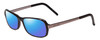 Profile View of Porsche Designs P8207-A Designer Polarized Sunglasses with Custom Cut Blue Mirror Lenses in Dark Brown Unisex Cateye Full Rim Acetate 53 mm