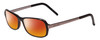 Profile View of Porsche Designs P8207-A Designer Polarized Sunglasses with Custom Cut Red Mirror Lenses in Dark Brown Unisex Cateye Full Rim Acetate 53 mm