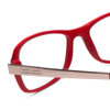 Close Up View of Porsche Designs P8207-B Designer Single Vision Prescription Rx Eyeglasses in Crystal Burgundy Red Gun Metal Silver Unisex Cateye Full Rim Acetate 53 mm