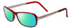Profile View of Porsche Designs P8207-B Designer Polarized Reading Sunglasses with Custom Cut Powered Green Mirror Lenses in Crystal Burgundy Red Gun Metal Silver Unisex Cateye Full Rim Acetate 53 mm