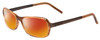 Profile View of Porsche Designs P8207-C Designer Polarized Sunglasses with Custom Cut Red Mirror Lenses in Light Brown Unisex Cateye Full Rim Acetate 53 mm