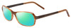 Profile View of Porsche Designs P8207-C Designer Polarized Reading Sunglasses with Custom Cut Powered Green Mirror Lenses in Light Brown Unisex Cateye Full Rim Acetate 53 mm