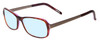 Profile View of Porsche Designs P8207-D Designer Blue Light Blocking Eyeglasses in Havana Aubergine Red Silver Unisex Cateye Full Rim Acetate 53 mm