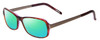 Profile View of Porsche Designs P8207-D Designer Polarized Reading Sunglasses with Custom Cut Powered Green Mirror Lenses in Havana Aubergine Red Silver Unisex Cateye Full Rim Acetate 53 mm