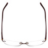 Top View of Porsche Designs P8209-S Designer Reading Eye Glasses with Custom Cut Powered Lenses in Dark/Matte Red Unisex Oval Rimless Metal 55 mm