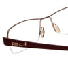 Close Up View of Porsche Designs P8210-C Designer Reading Eye Glasses with Custom Cut Powered Lenses in Matte Bordeaux Red Silver Unisex Square Semi-Rimless Metal 53 mm