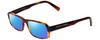 Profile View of Porsche Designs P8215-B Designer Polarized Sunglasses with Custom Cut Blue Mirror Lenses in Havana Tortoise Brown Gold Carbon Fiber Unisex Square Full Rim Acetate 55 mm