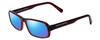 Profile View of Porsche Designs P8215-D Designer Polarized Sunglasses with Custom Cut Blue Mirror Lenses in Crystal Burgundy Red Carbon Fiber Unisex Square Full Rim Acetate 55 mm