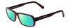 Profile View of Porsche Designs P8215-D Designer Polarized Reading Sunglasses with Custom Cut Powered Green Mirror Lenses in Crystal Burgundy Red Carbon Fiber Unisex Square Full Rim Acetate 55 mm