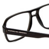Close Up View of Porsche Designs P8217-A Designer Bi-Focal Prescription Rx Eyeglasses in Crystal Dark Grey Carbon Fiber Unisex Square Full Rim Acetate 56 mm